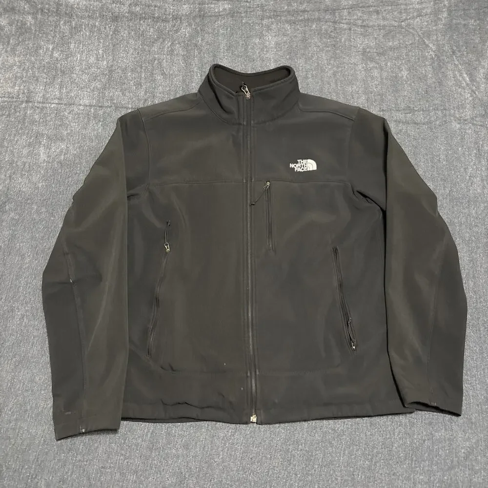 The North Face Black Jacket Mens Size Medium Softshell Fleece Lined Outdoor